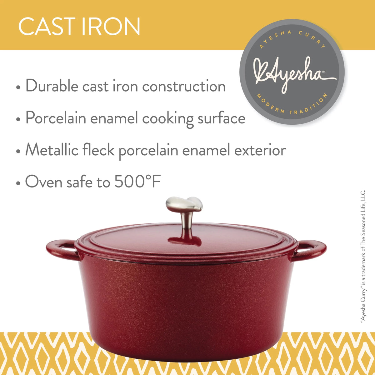 Cast Iron Enamel Covered Dutch Oven 6-Quart Sienna Red P1827