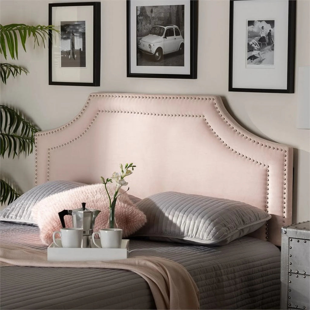 Pink Velvet Wood Queen Headboard Y959904