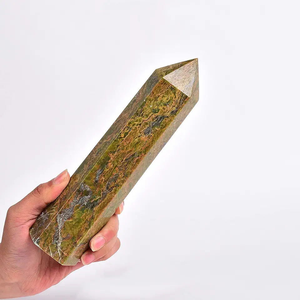 Green Jasper Quartz Crystal Wand K15357