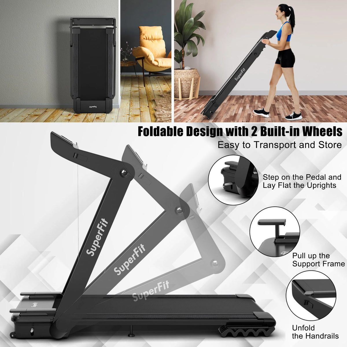 4 HP Folding Treadmill Electric Walking Running Machine L394