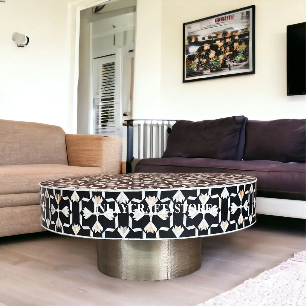 Black Mother of Pearl Round Coffee Table Z796727