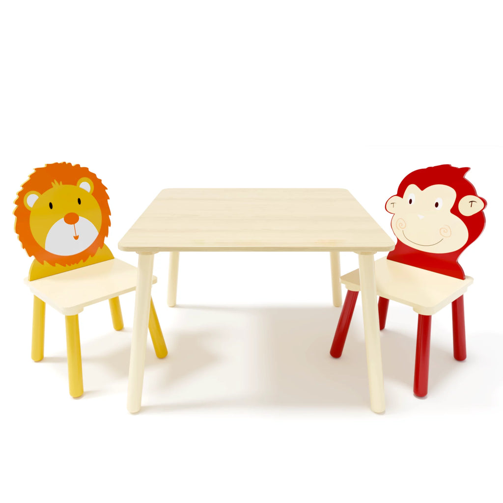 Kids Table & Chair Set, 3 Pieces Solid Wood B225884