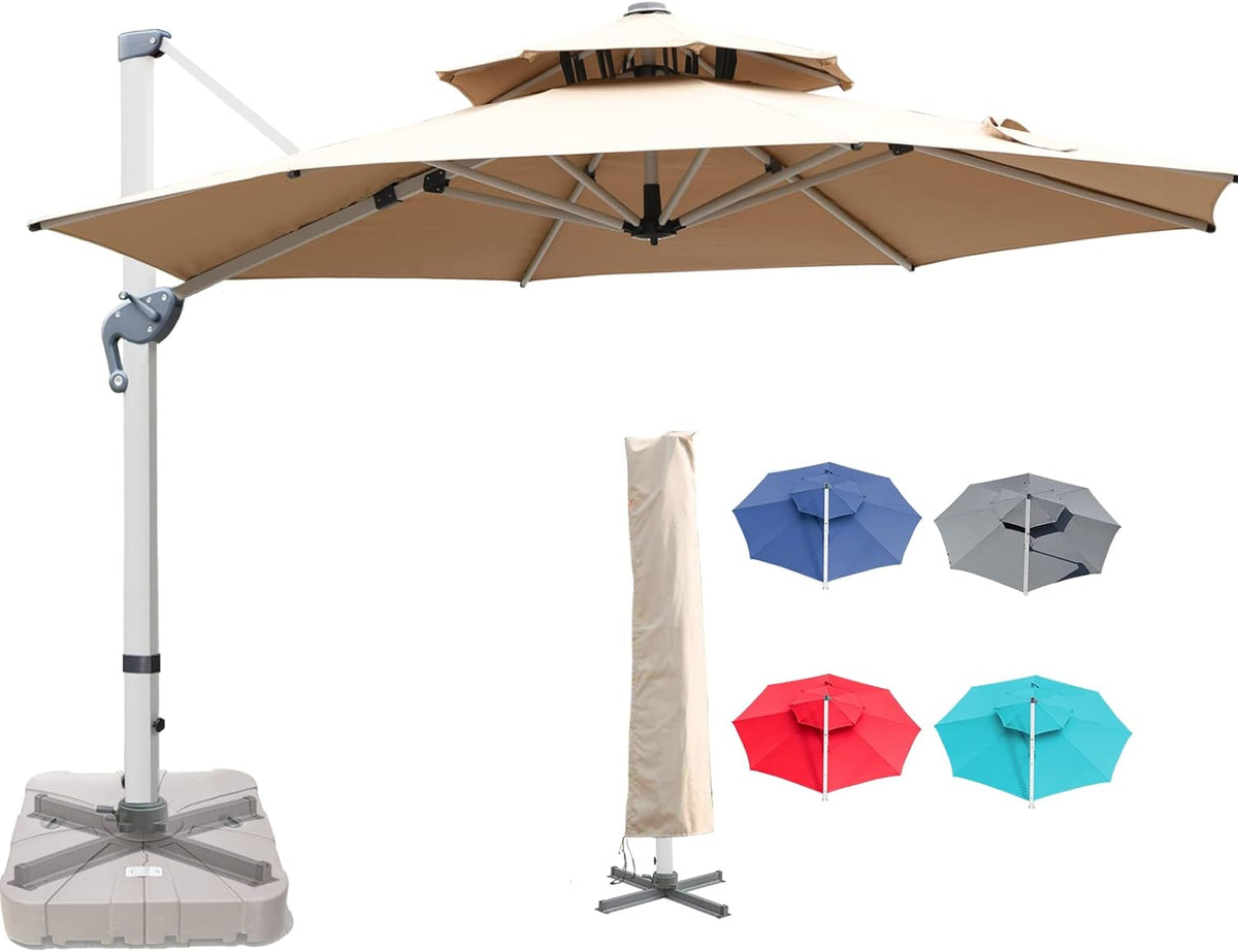 10 x 10 FT Square Cantilever Umbrella with Cross Base and Cover G6033