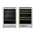 24 Wine Cooler and 24 Beverage Fridge with Gold Accents Z3277
