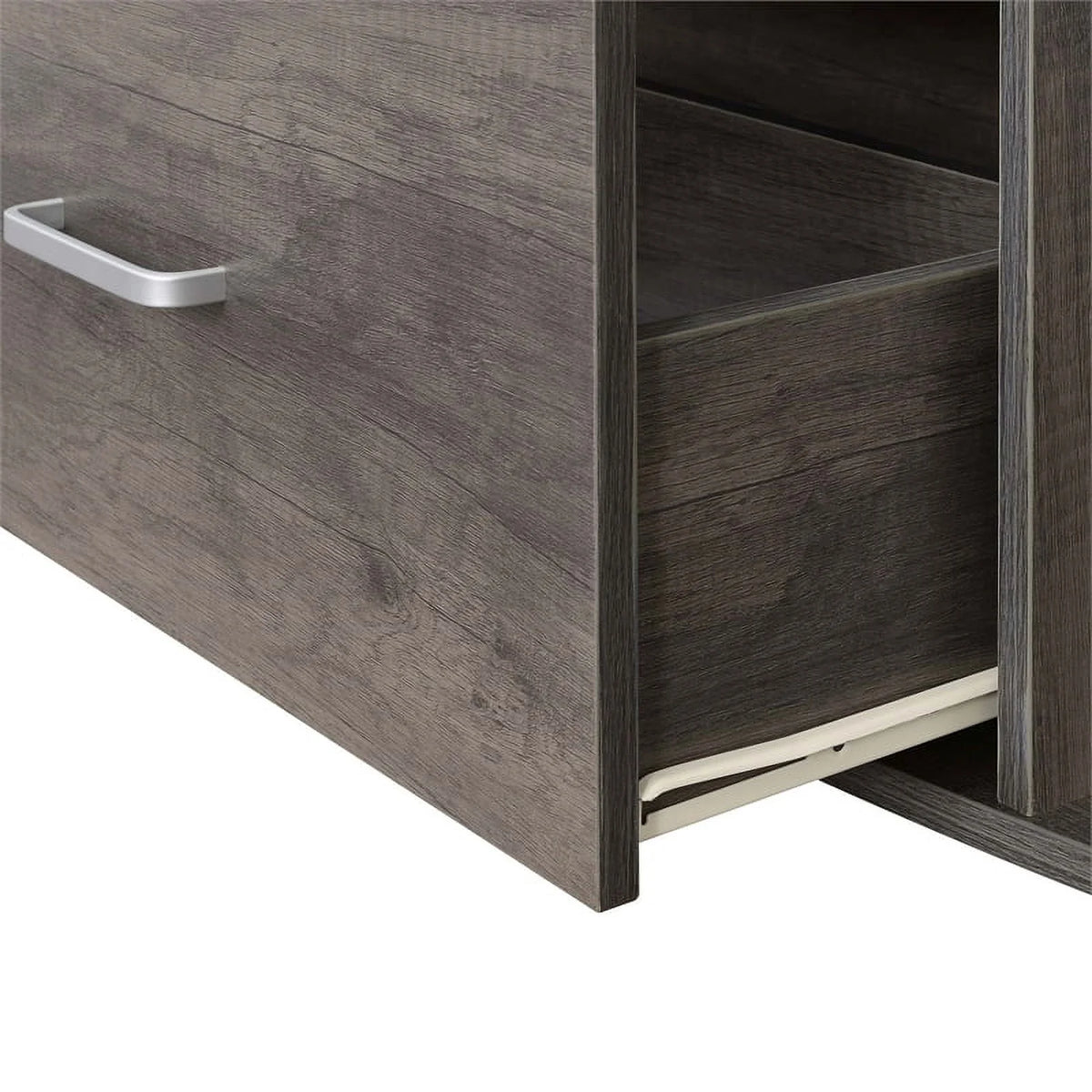 60-inch One-Drawer TV Stand with Shelves Gray Wood Finish W96152