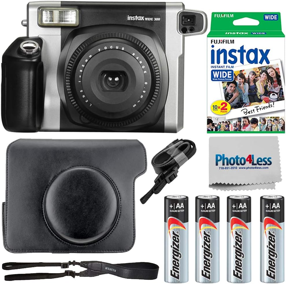 Instant Camera + Wide Instant Film Twin Pack + Batteries 4 Pack + Camera Case P3486