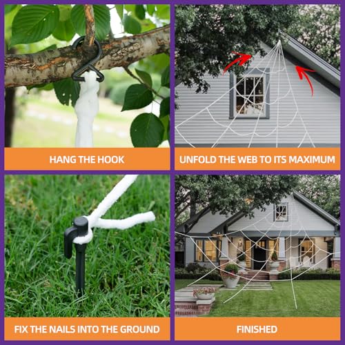 250 LED Purple Spider Web Light Decorations with Giant Spider & Stretch Cobweb S7555