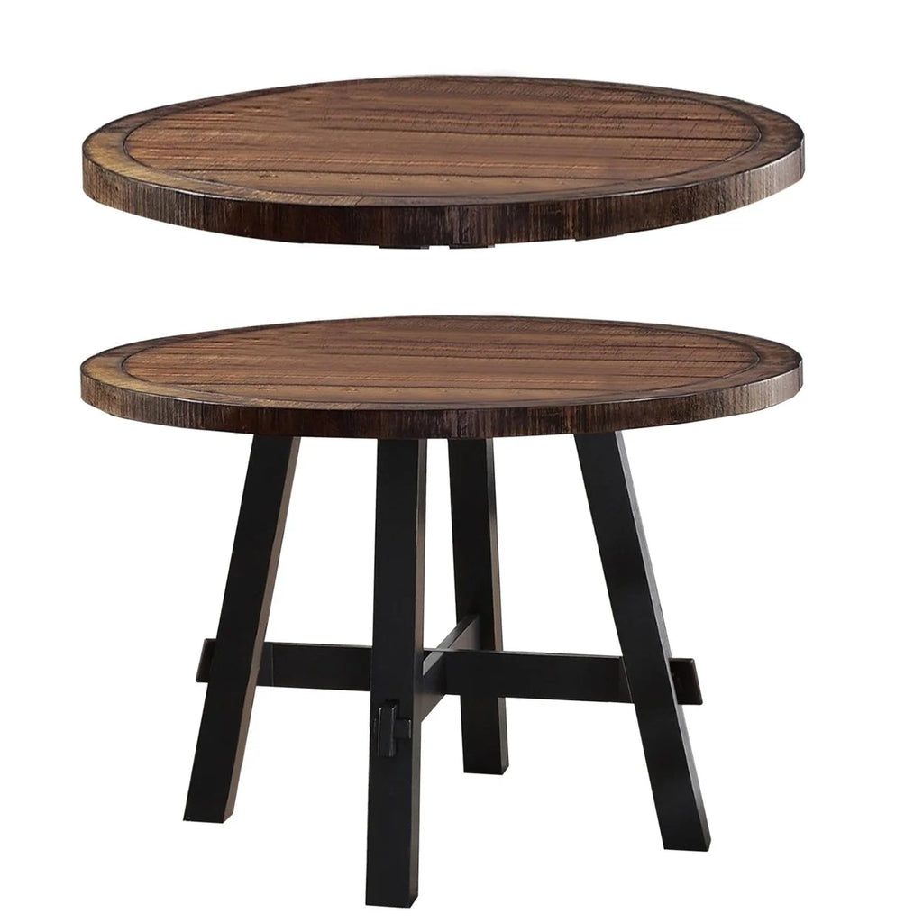 Round Wooden Dining Table Brown M6931