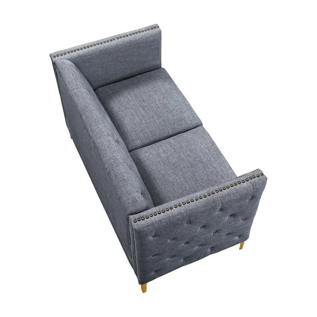 Light Gray Tufted Fabric Loveseat J557200