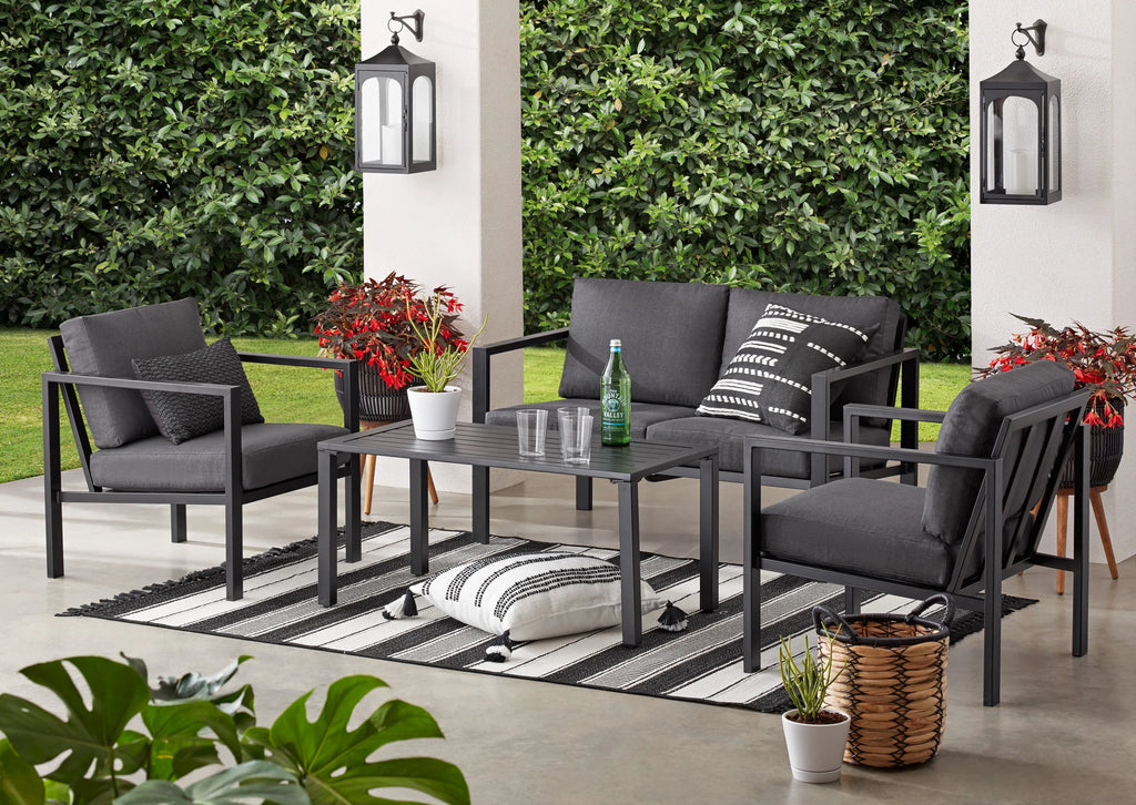 4-Piece Outdoor Patio Conversation Set, Seats 4, Gray B38535