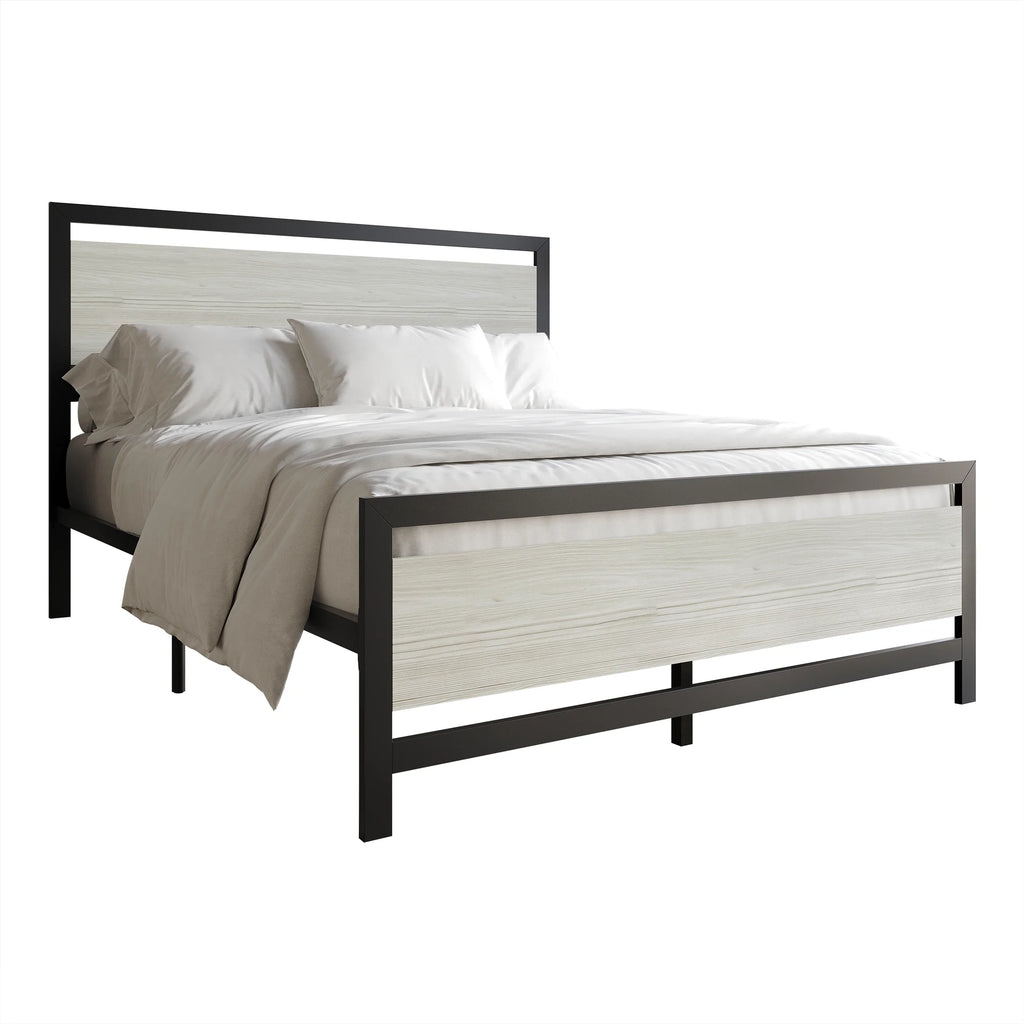 Twin Metal Platform Bed Light Grey S87057