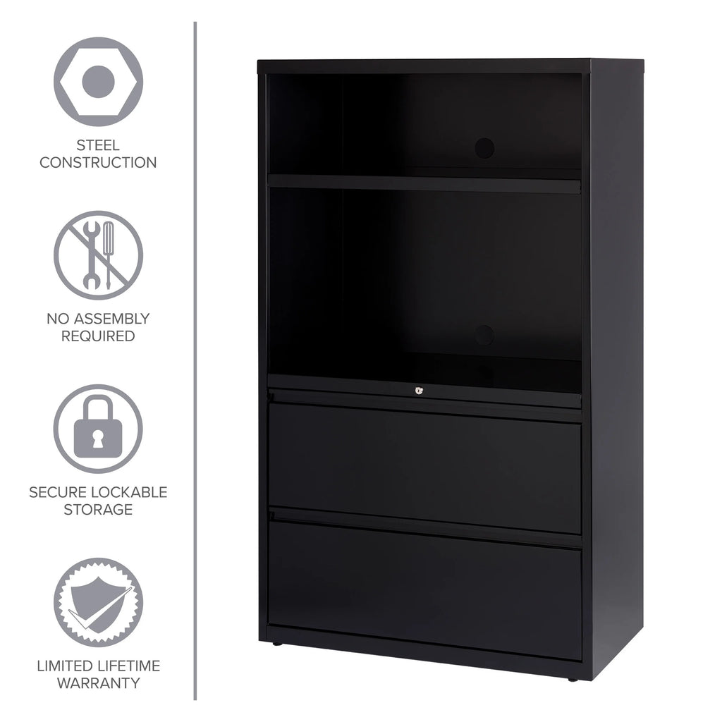 36 inch Wide 2 Drawer Metal File Cabinet, Black P21104
