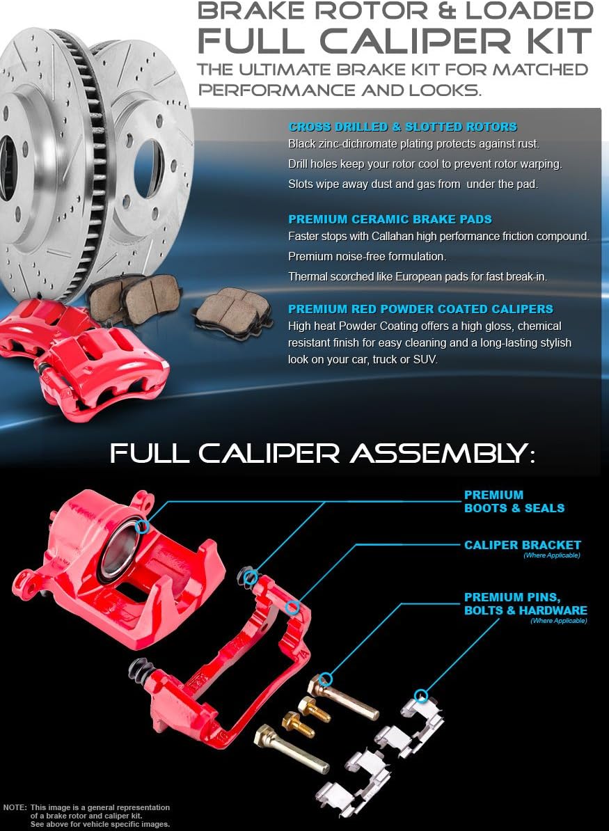 Powder Coated Red Calipers 8 Lug Rotors Ceramic Pads Kit T138908