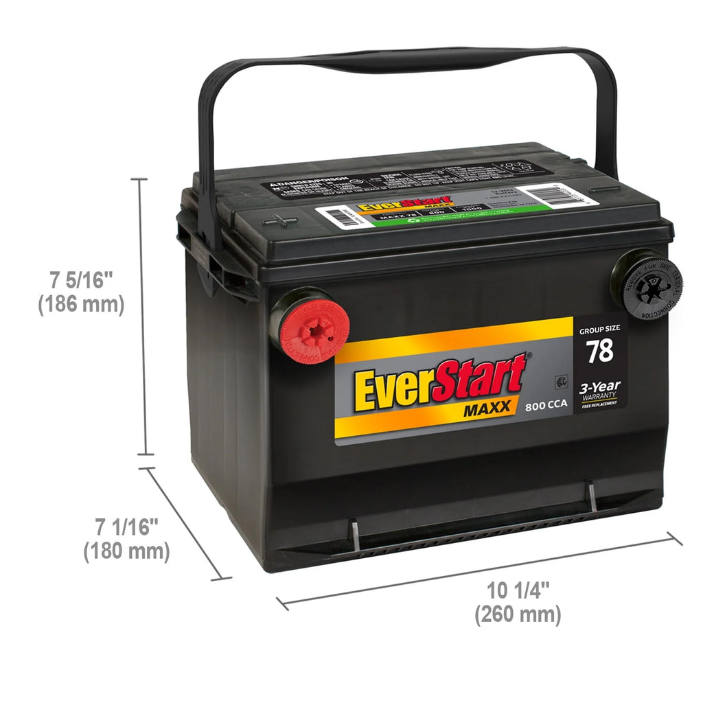 Lead Acid Automotive Battery Group Size 78 12 Volt 800 CCA Q29675