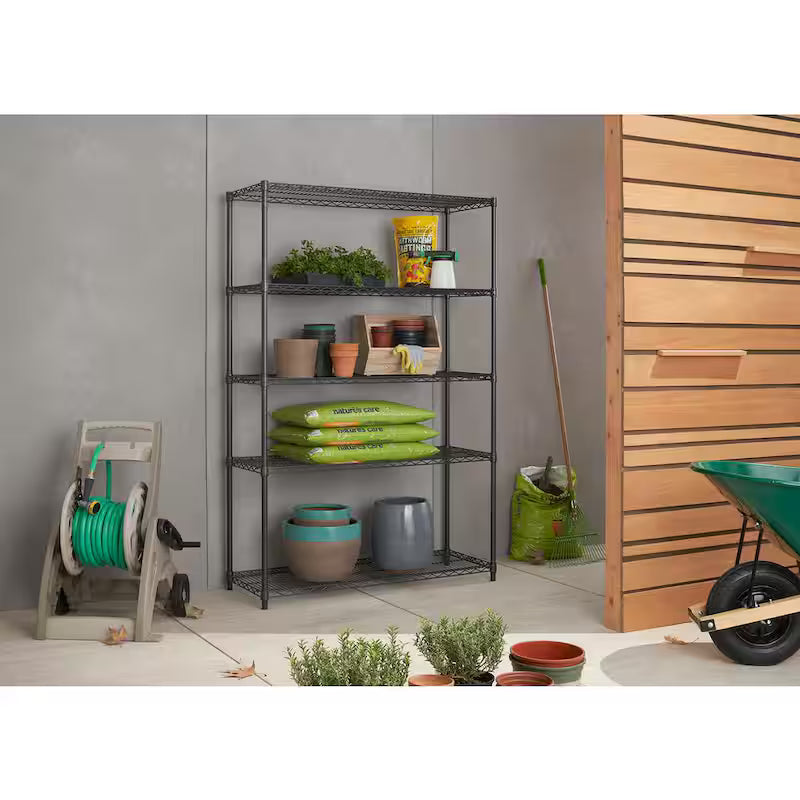 Black 5-Tier Steel Wire Shelving Unit X880