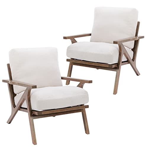 Beige Linen Accent Chair with Ottoman W34476