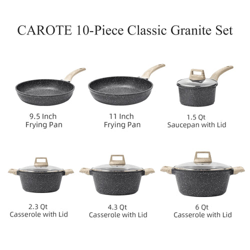 10 Pcs Nonstick Granite Stone Cookware Set U593902