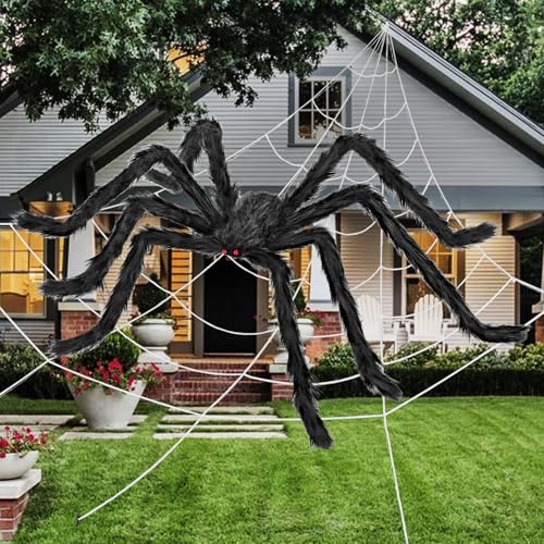 250 LED Purple Spider Web Light Decorations with Giant Spider & Stretch Cobweb S7555