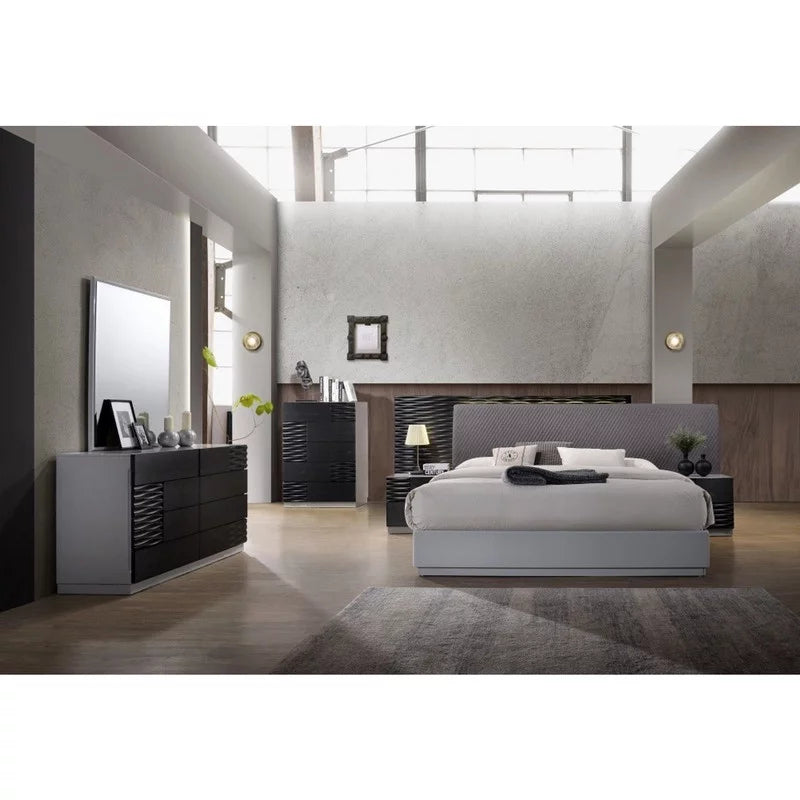 Black Gloss and Gray Gloss Queen 5-Piece Bedroom Set X28473