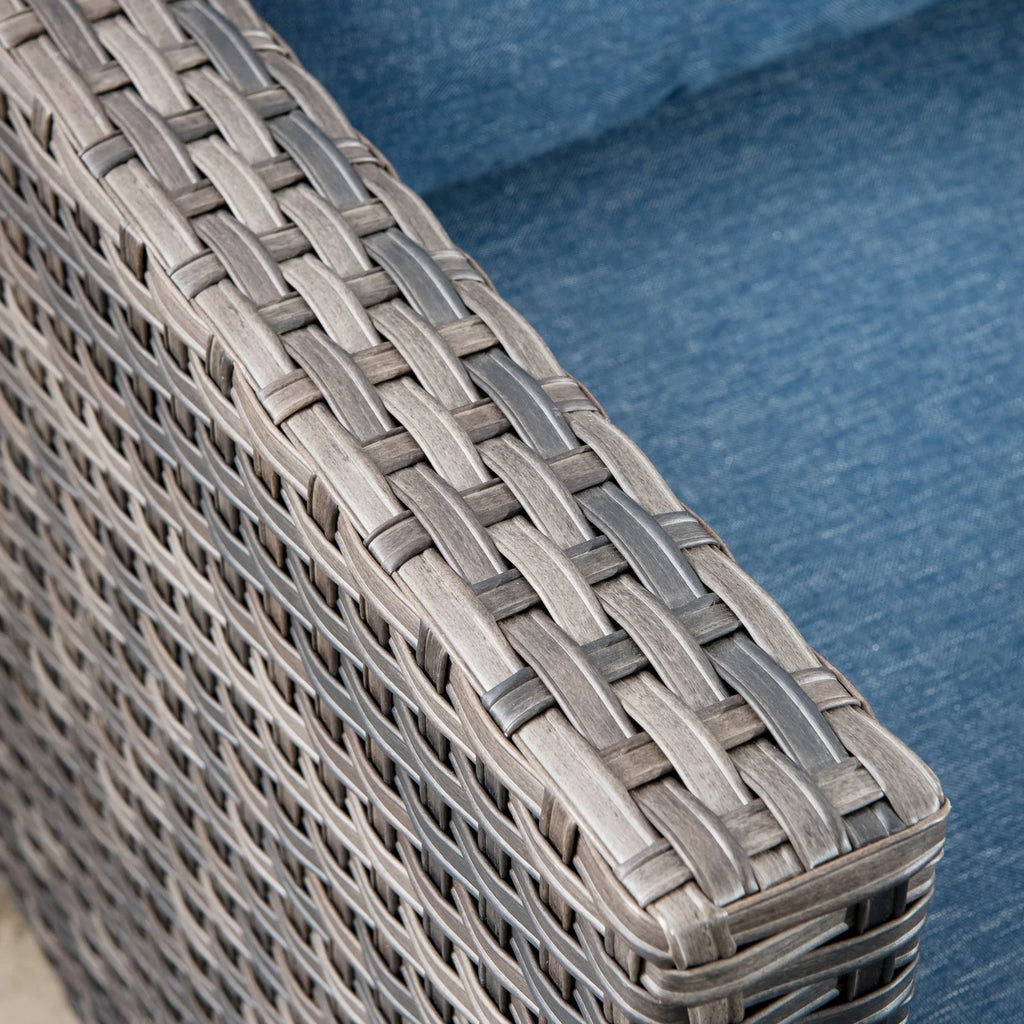 2-piece High-back Wicker Single Chairs Denim Blue K40440