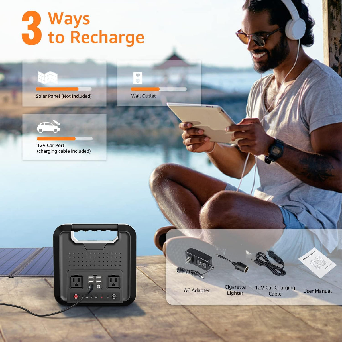 Portable Power Bank with AC Outlet 220Wh 110V Laptop Charger Battery Backup Z999070