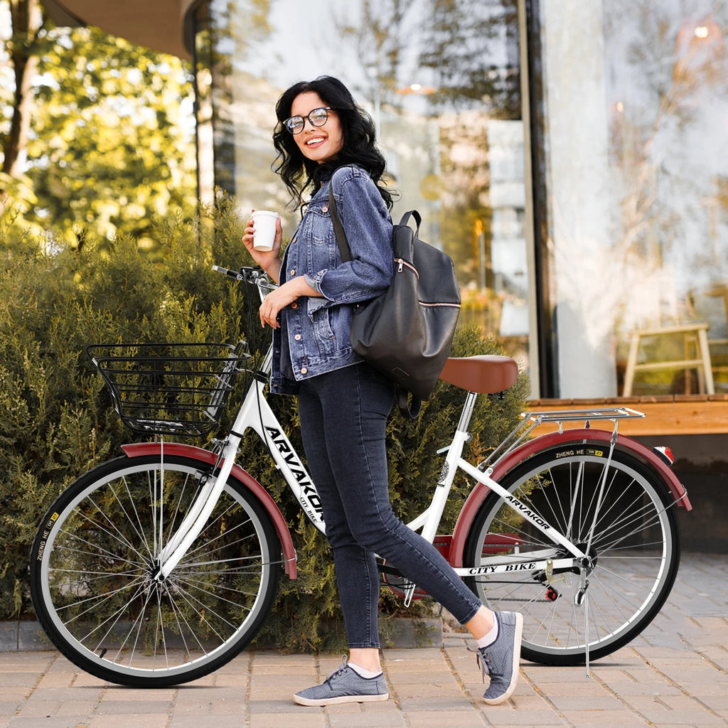 26 Inch White Cruiser Bike A85550