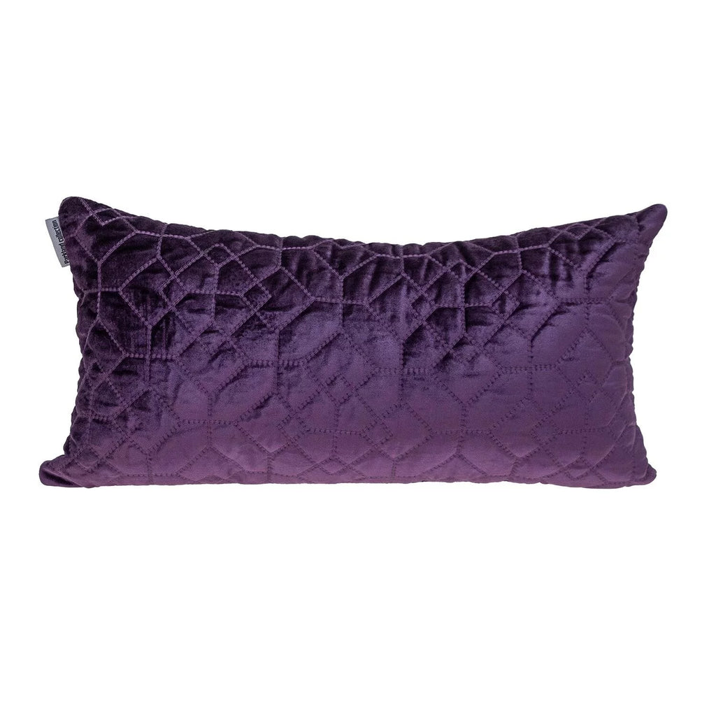 Navy Quilted Velvet Lumbar Decorative Pillow W383246