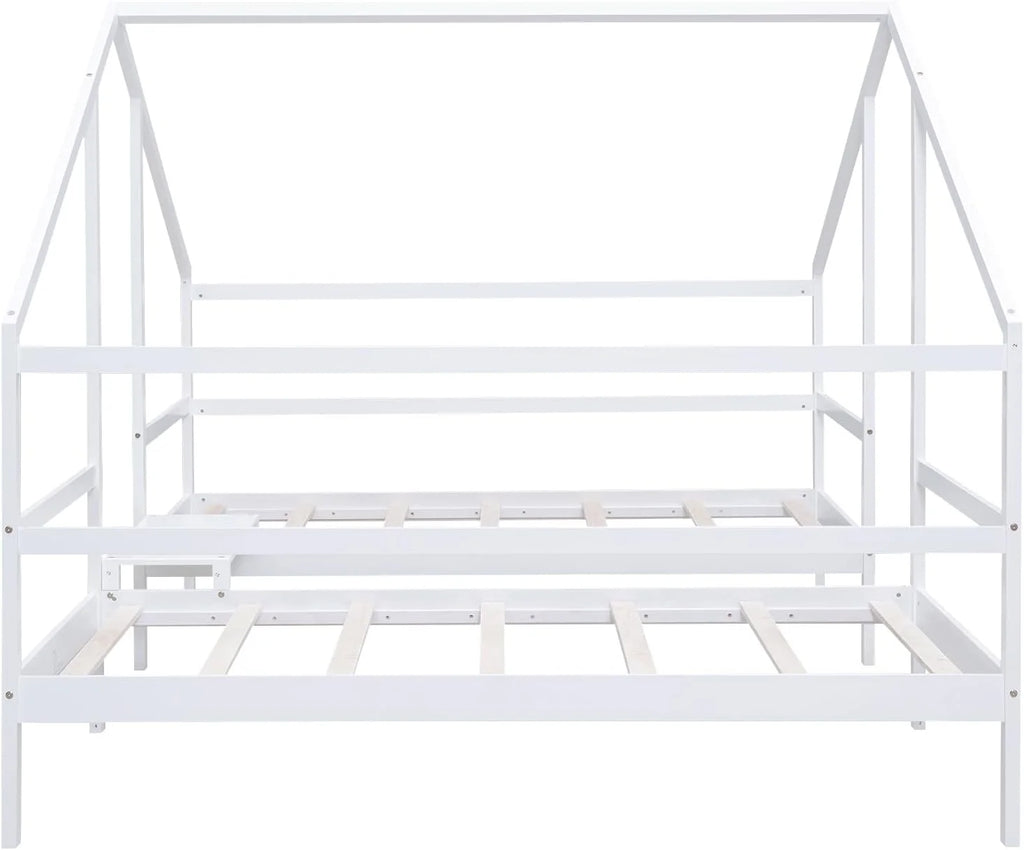 Solid Wood White Kids Bed Frame with Rails J336