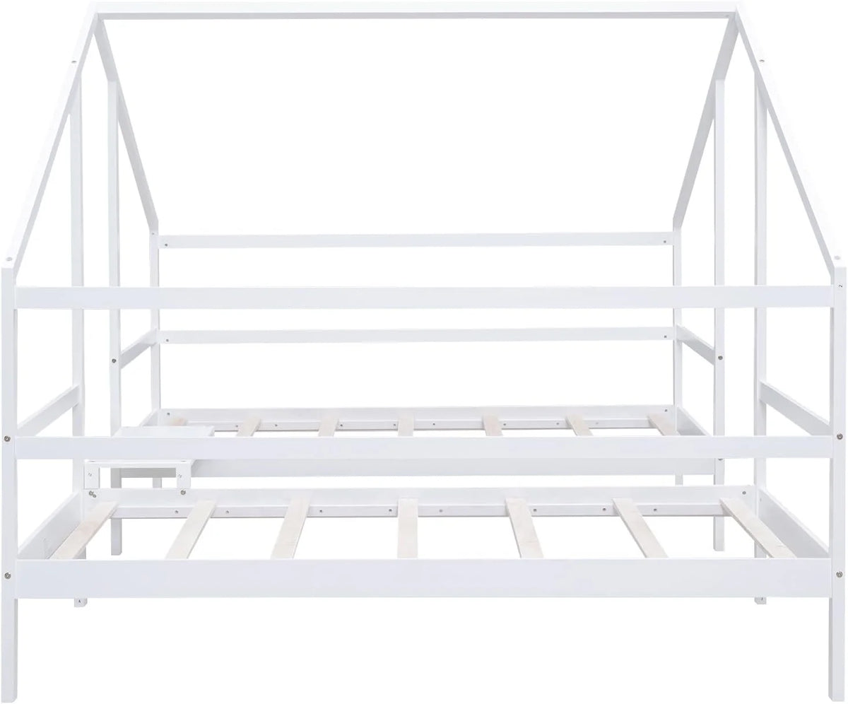 Solid Wood White Kids Bed Frame with Rails J336