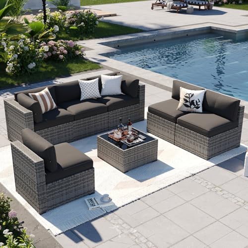 7-Piece Wicker Patio Furniture Set with Cushions G189