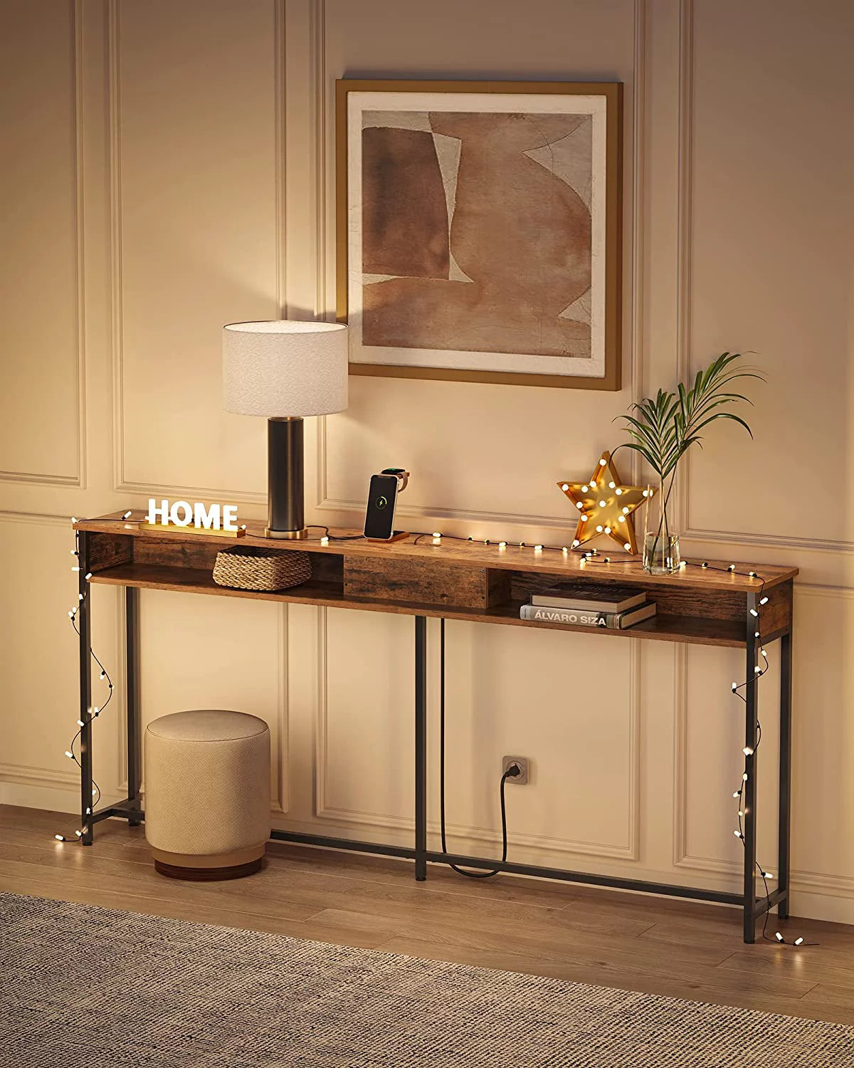 Narrow Console Table with 2 Outlet and 2 USB Ports O63400