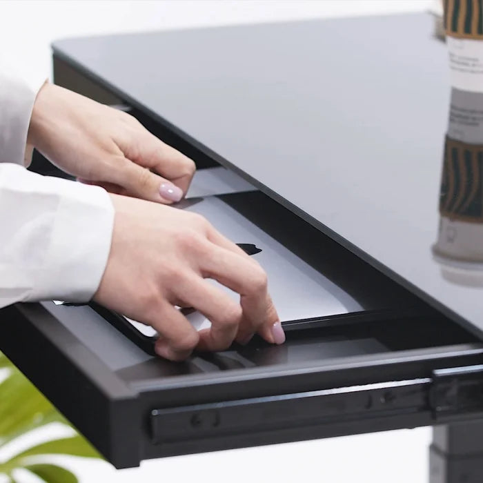 Black Glass Adjustable Height Electric Standing Desk C768672
