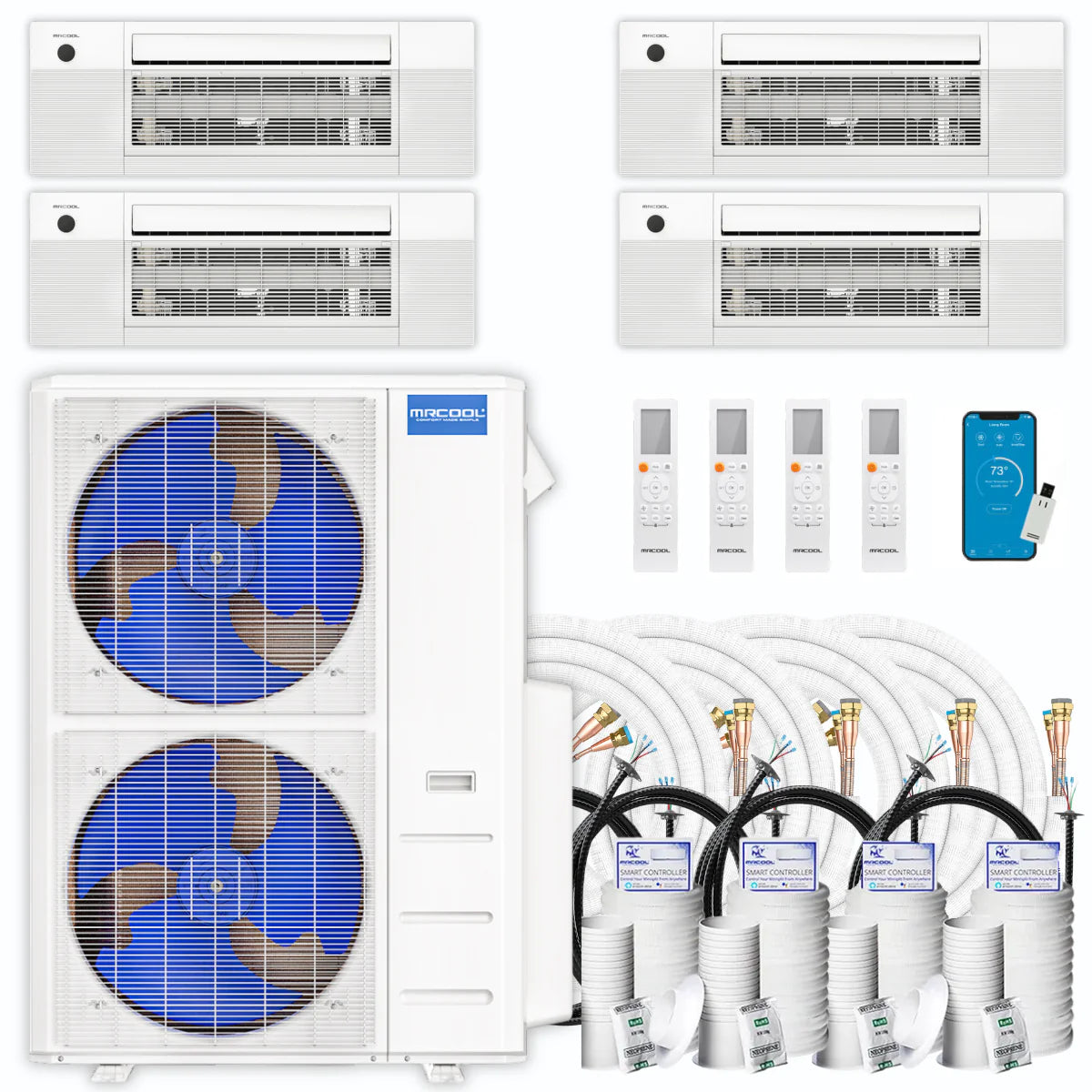45,000 BTU 4 Zone Ceiling Cassette Ductless Air Conditioner and Heat Pump N818