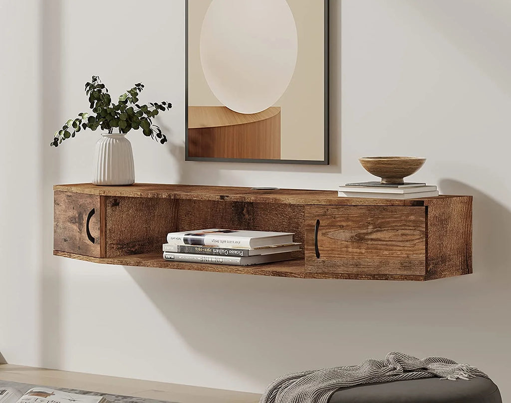 Brown Floating TV Stand with Storage P6640