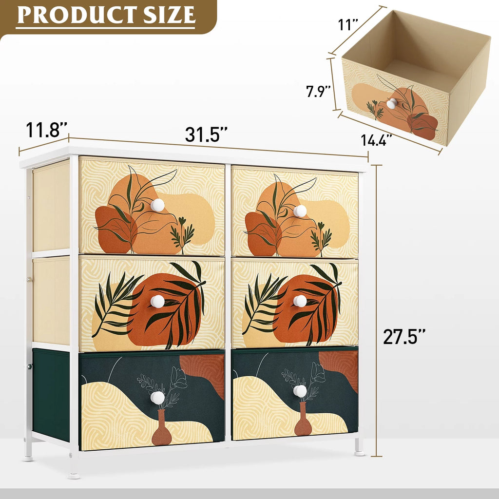 9 Drawer Dresser with Fabric Drawers & Wooden Top J605