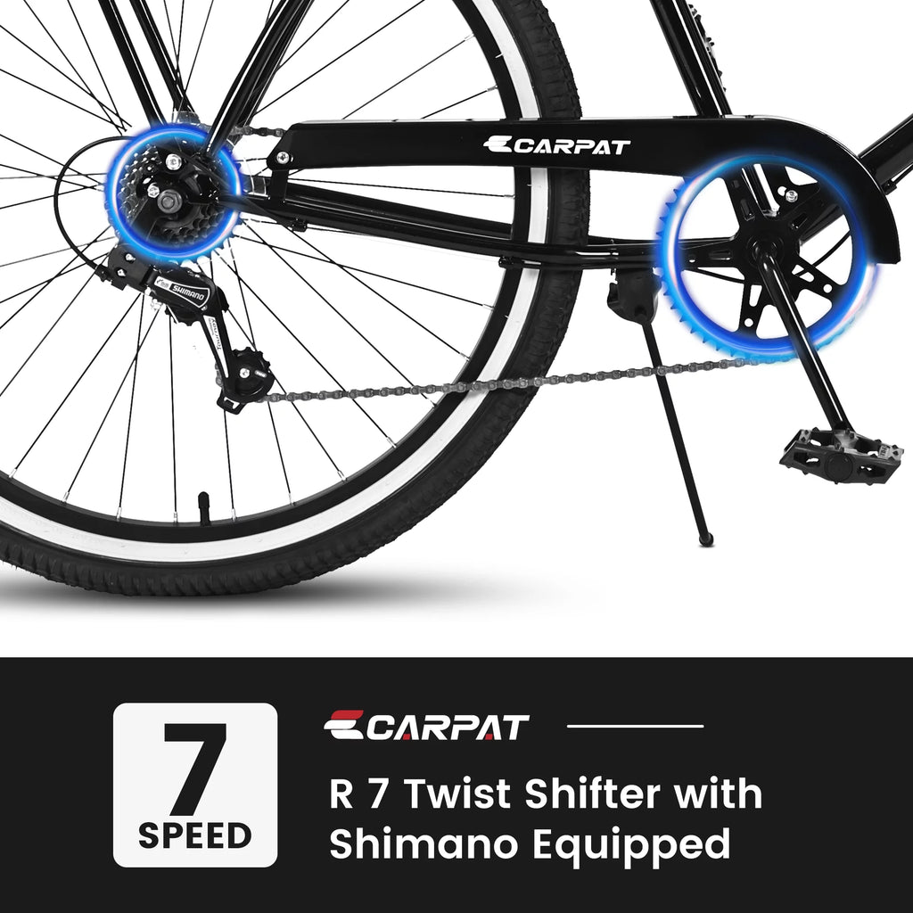 26 inch 7 Speed Black Cruiser Bike V265