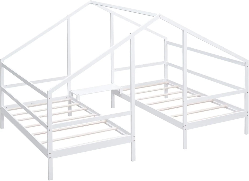 Solid Wood White Kids Bed Frame with Rails J336