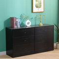 Black 6 Drawer Wood Dresser E3252