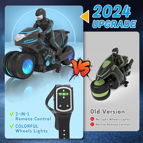 Remote Control Motorcycle Toys with RGB Wheels Lights S457