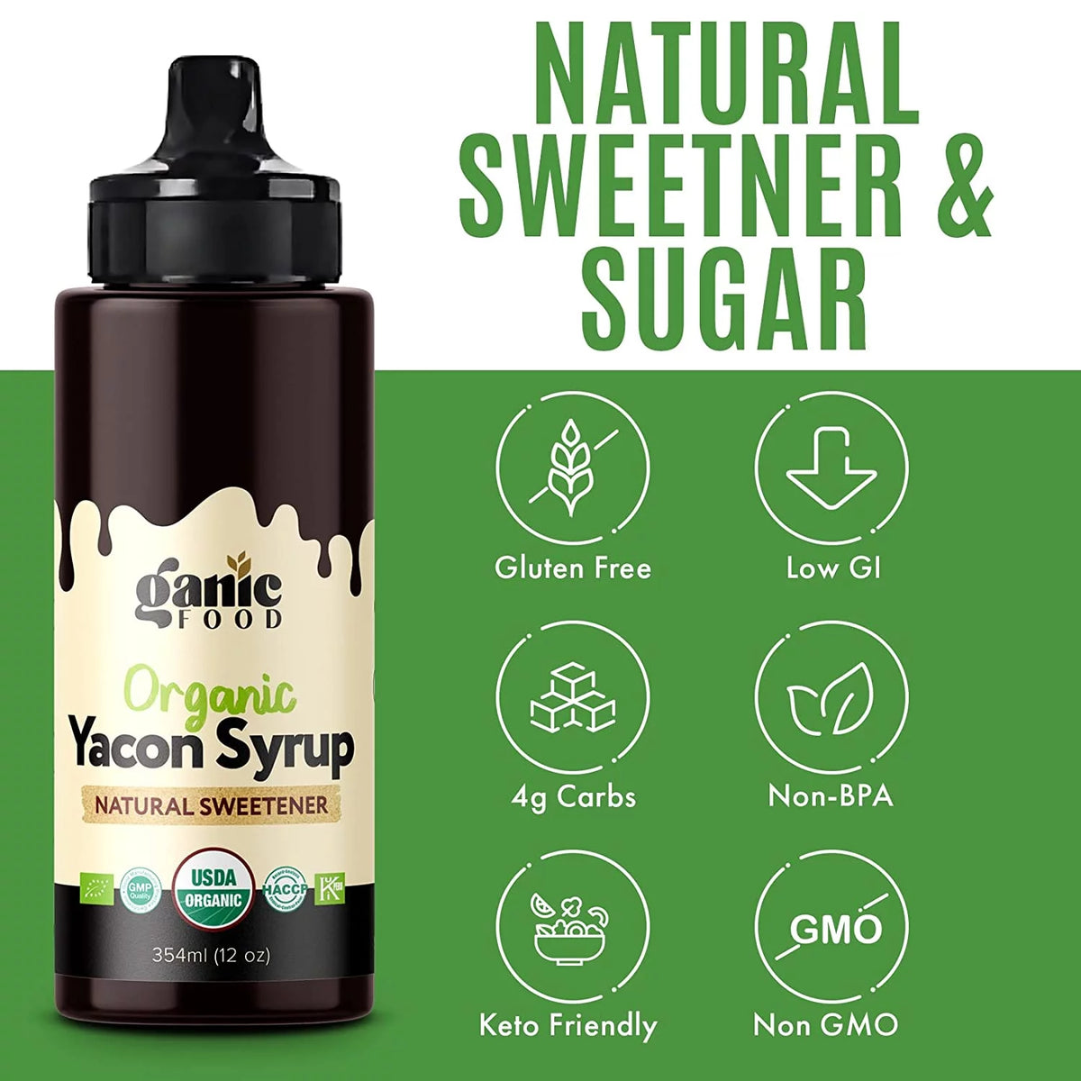 USDA Organic Yacon Syrup 12oz Natural Sweetener K5403