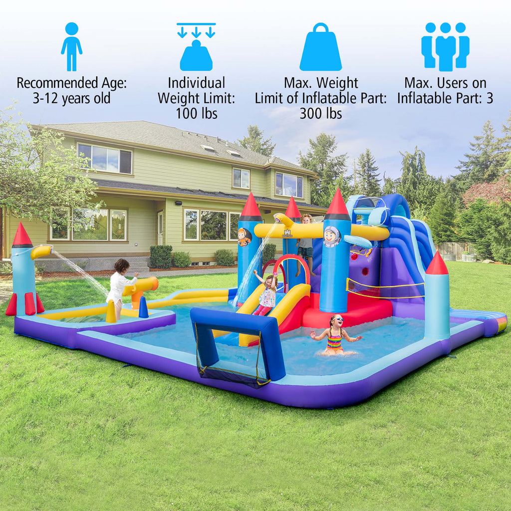 Inflatable Water Slide Park with 2 Slides Splash Pool O60995