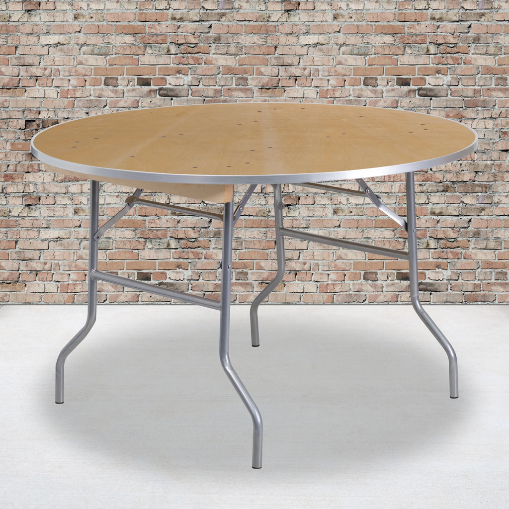 4-Foot Round Heavy Duty Birchwood Folding Banquet Table M286