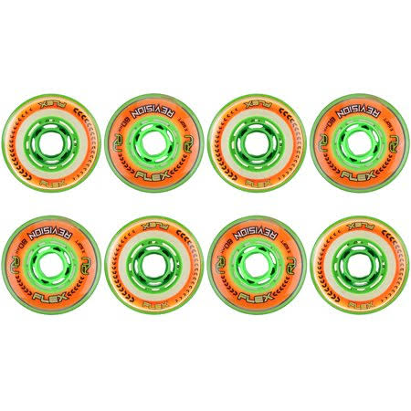 Orange/Green 76mm 76A Inline Roller Hockey Wheels 8-Pack Q6331