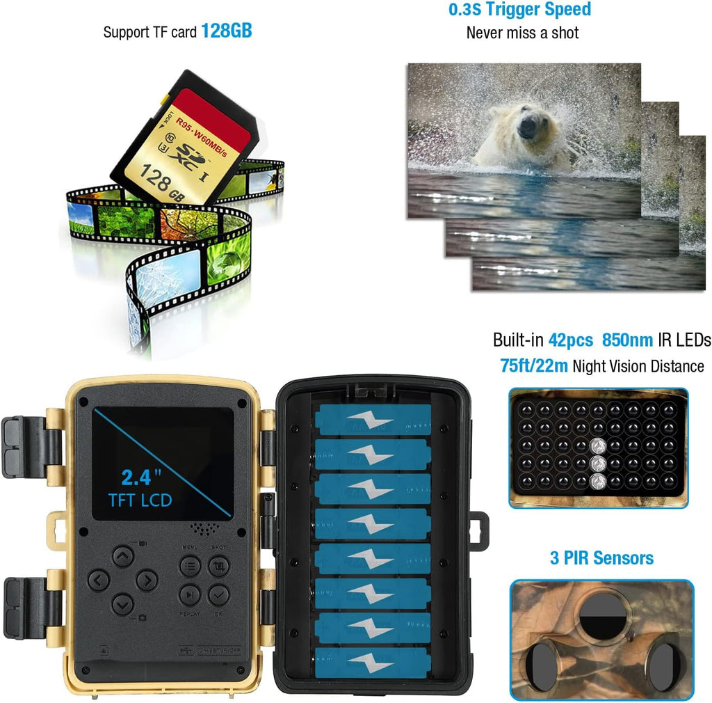 2-Pack Night Vision Trail Cameras 20MP 1296P Waterproof D87274