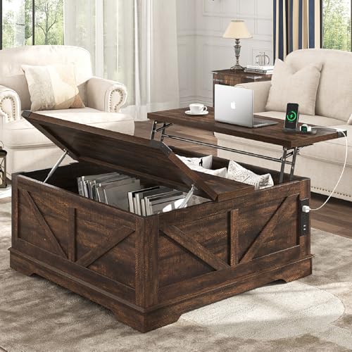 40” Lift Top Coffee Table with Power Outlets and Hidden Storage C9918