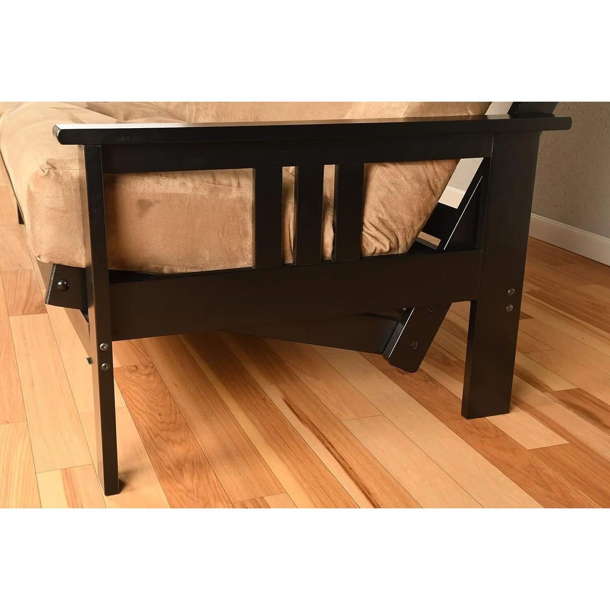 Black Futon Frame with Aqua Linen Mattress Z394521