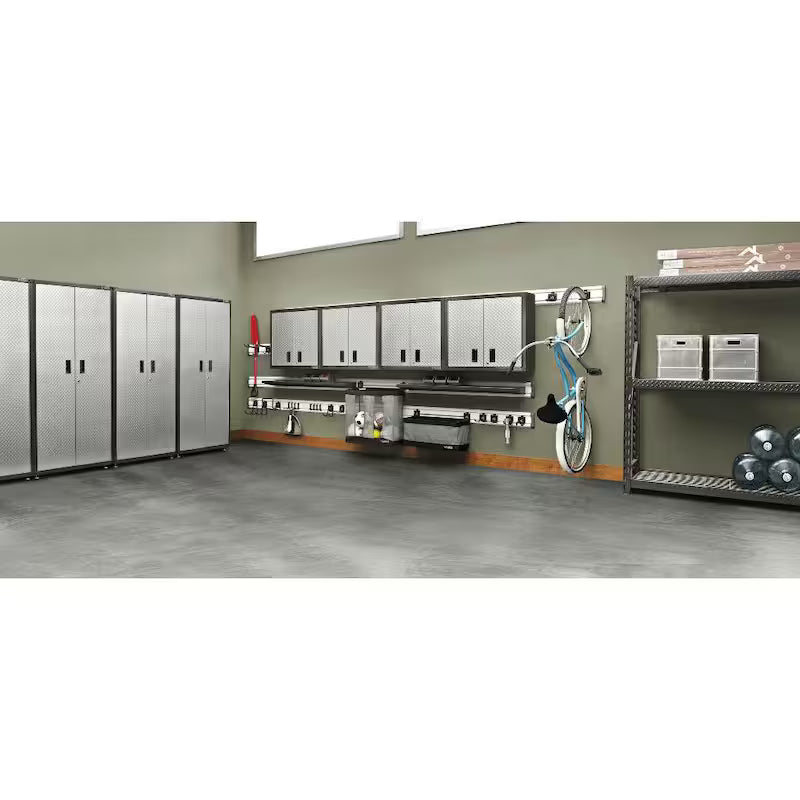 Steel Freestanding Garage Cabinet in Silver Tread I41039