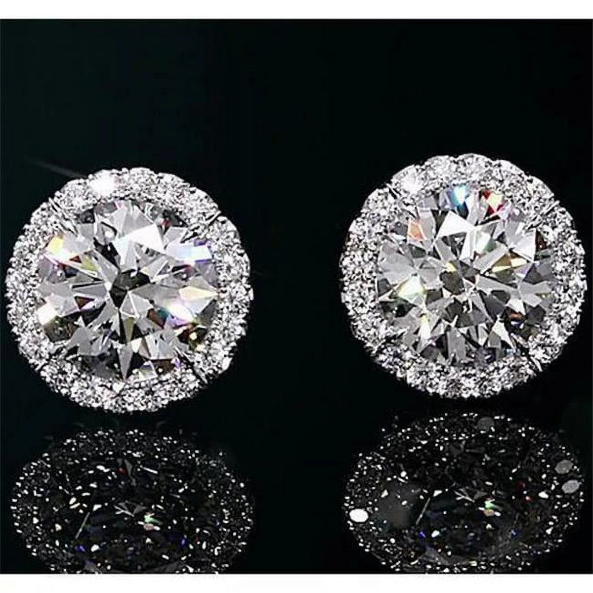 2 CT Diamond Halo Stud Earrings White Gold V62520