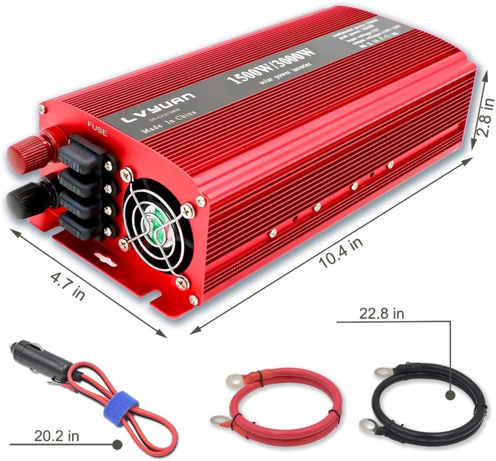 1500W Power Inverter with Dual AC Outlets and Dual USB Pack of 2 T9534