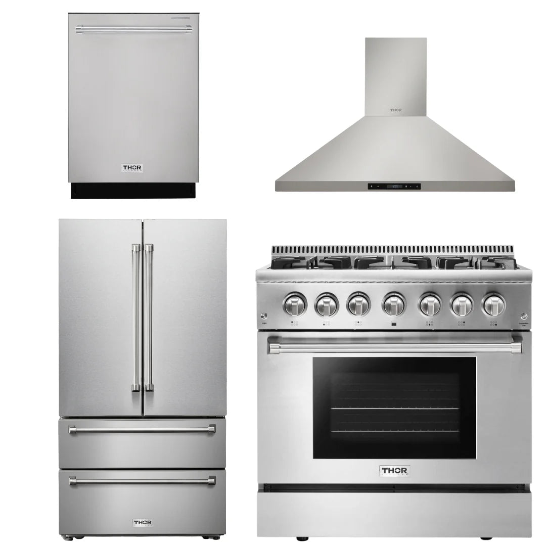 36 Dual Fuel Range, Range Hood, Refrigerator, Dishwasher X833279